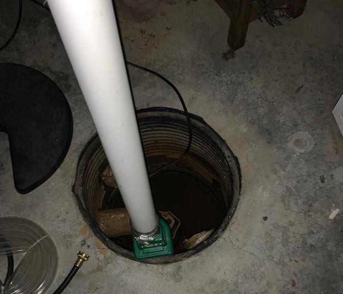 this is a sump pump that has filled with water and caused a basement to fill with water